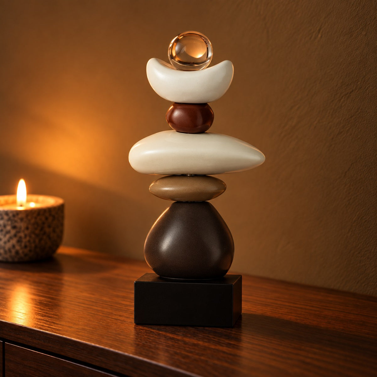 Cairn balance stones ceramic sculpture