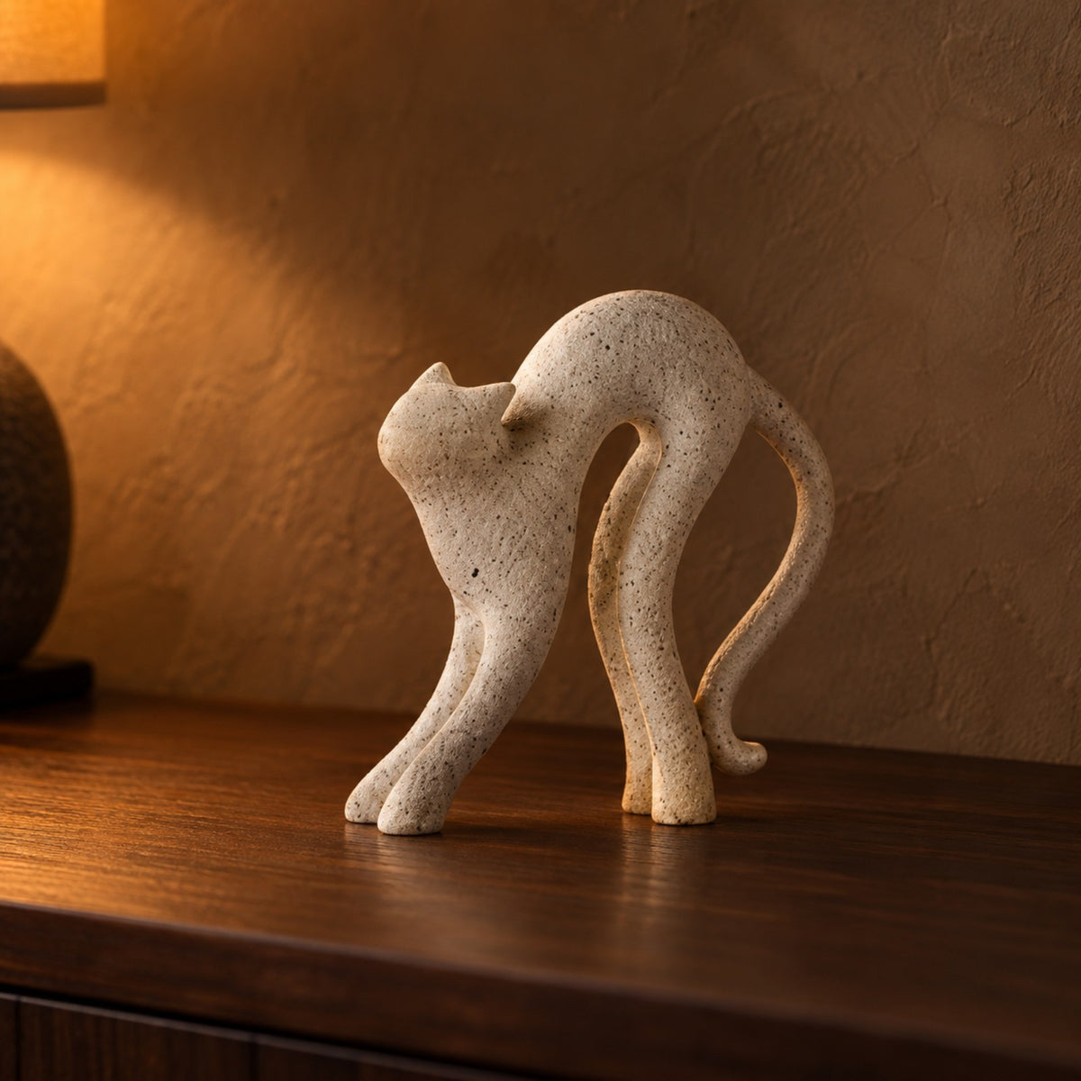 Arched Cat Sculpture short size close up