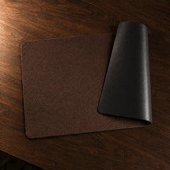 Duo Vegan Leather Placemat in Chocolate and Black
