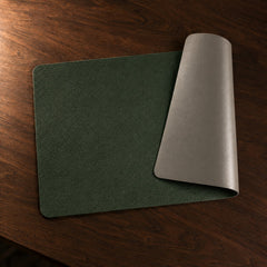 Duo Vegan Leather Placemat in Forest and Dove