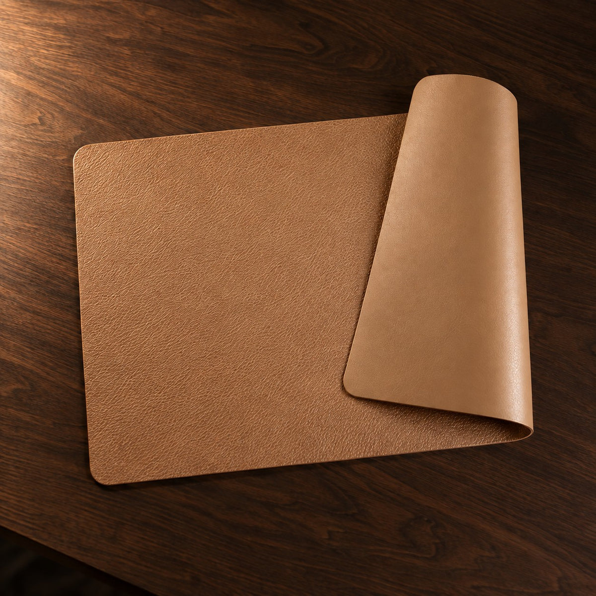 Duo Vegan Leather Placemat in Latte