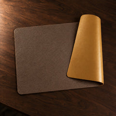 Duo Vegan Leather Placemat in Mocha and Mustard