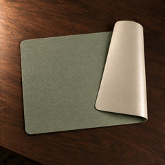 Duo Vegan Leather Placemat in Sage and Ivory