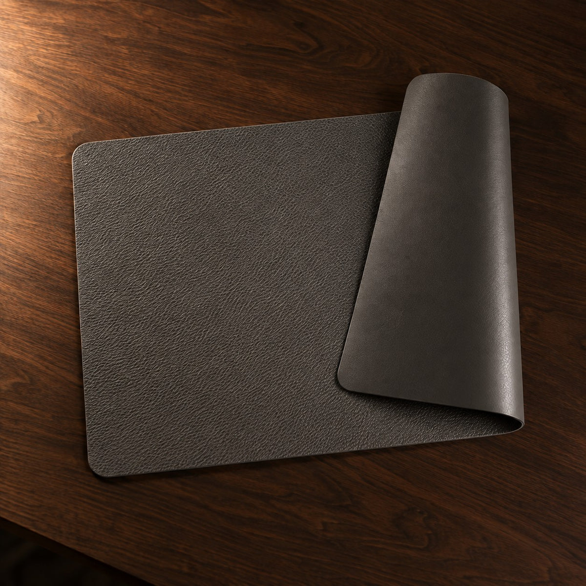 Duo Vegan Leather Placemat in Slate