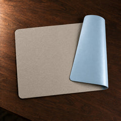 Duo Vegan Leather Placemat in Stone and Sky