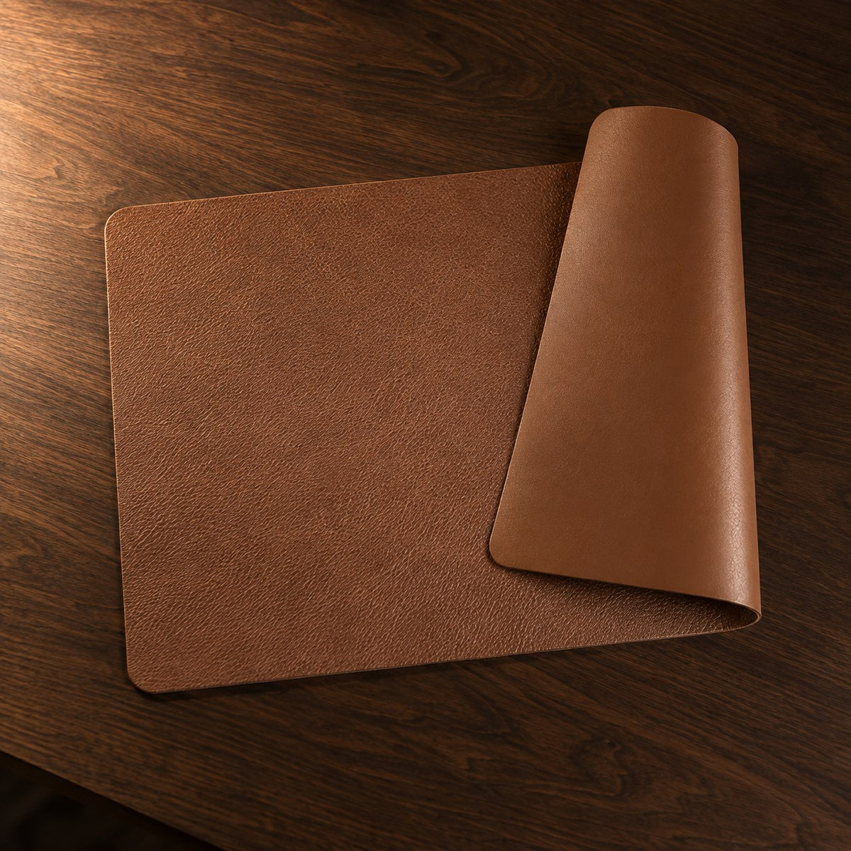 Duo Leather Placemat in Walnut