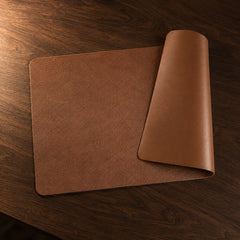 Duo Vegan Leather Placemat in Walnut