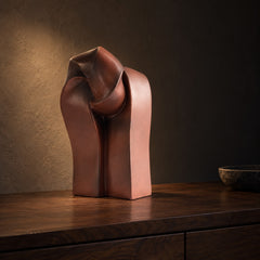 Twist Sculpture, Rust Brown, close up