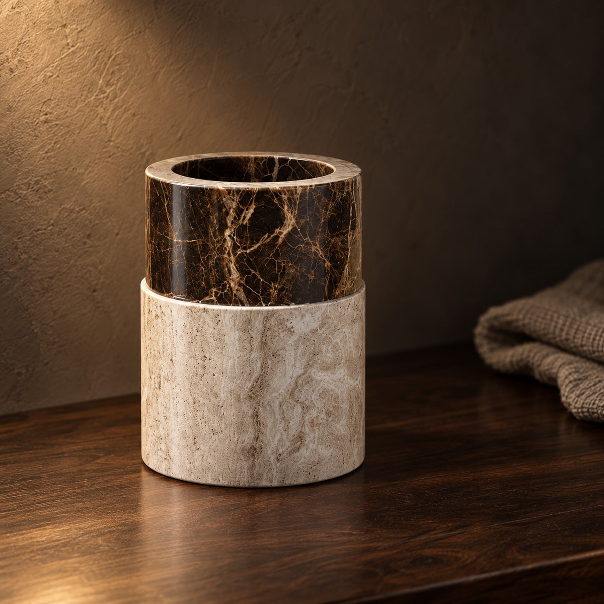 Two tone marble bathroom cup
