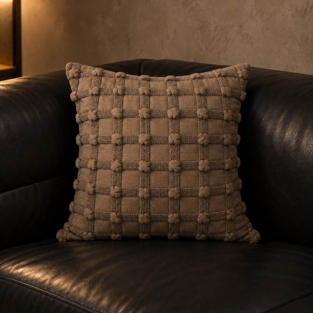 Espresso Weave Cushion in Bubble Grid