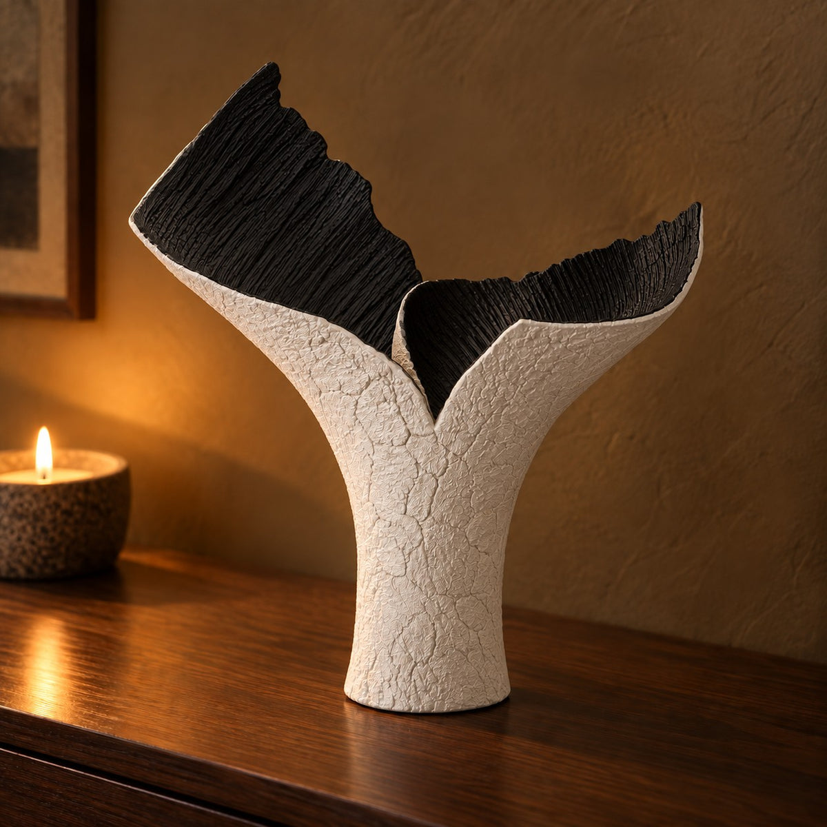 Folio Sculptural Vessel in white and black