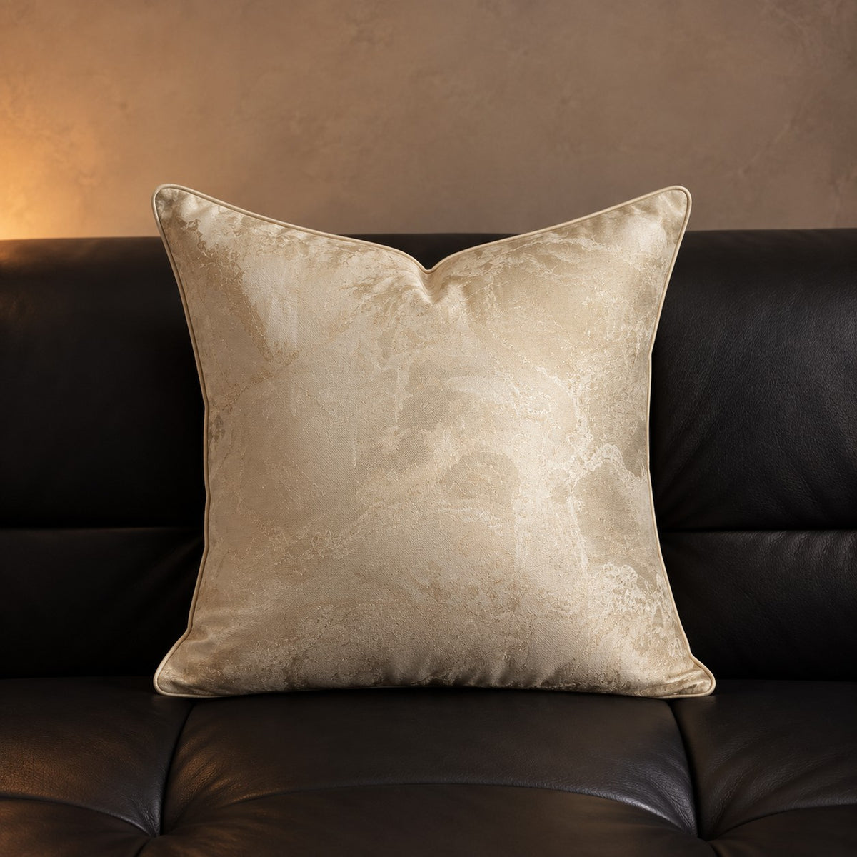 Gilded Marble Cushion in Ivory Cloud