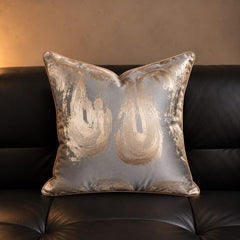 Gilded Marble Cushion in Silver Swirl