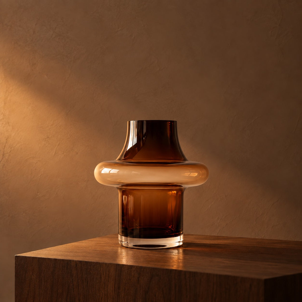 Halo Amber Glass Vase, short 20 cm