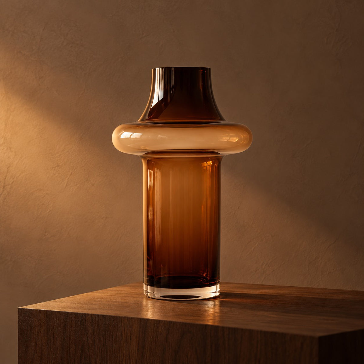 Halo Amber Glass Vase, tall 29.5 cm