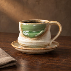 Kiln Pinch cup and saucer in Celadon