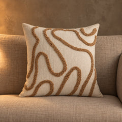 Maillard Tufted Cushion in Caramel Lines