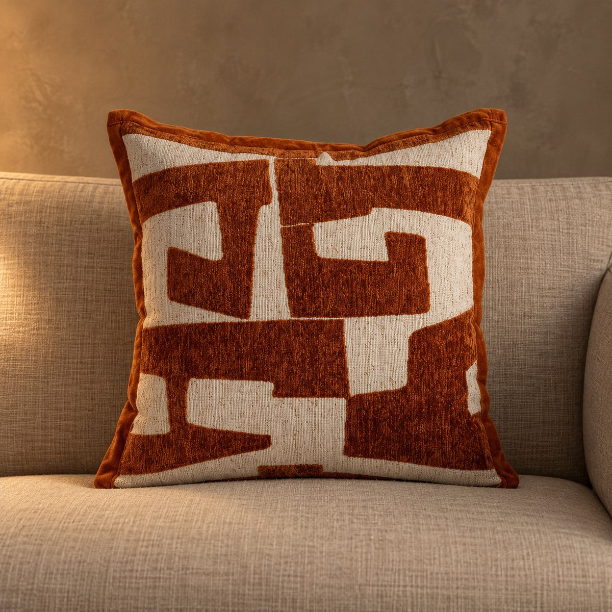 Maillard Tufted Cushion in Rust Geometric