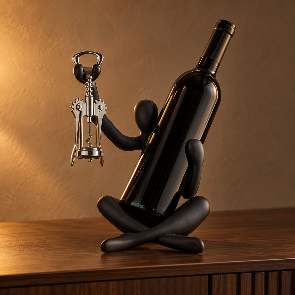 Sommelier figure wine holder in matte black